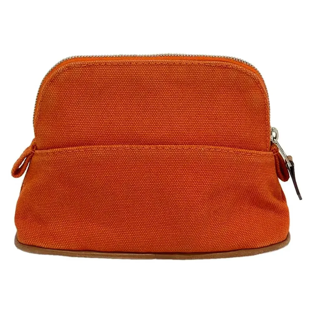 Hermès Bolide Pouch 15 Pouch Orange Light Brown Canvas Leather